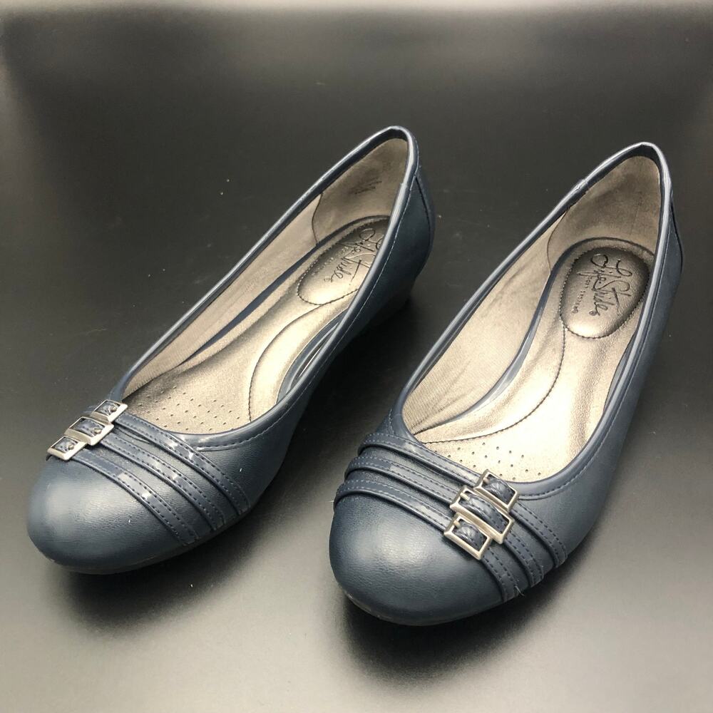 LifeStride Blue Vegan Leather Loafers, Women's Size 7.5M/EUR 37.5